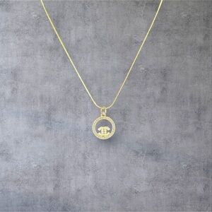 Upcycled Gold Pendant Necklace with Rhinestones and Pearls